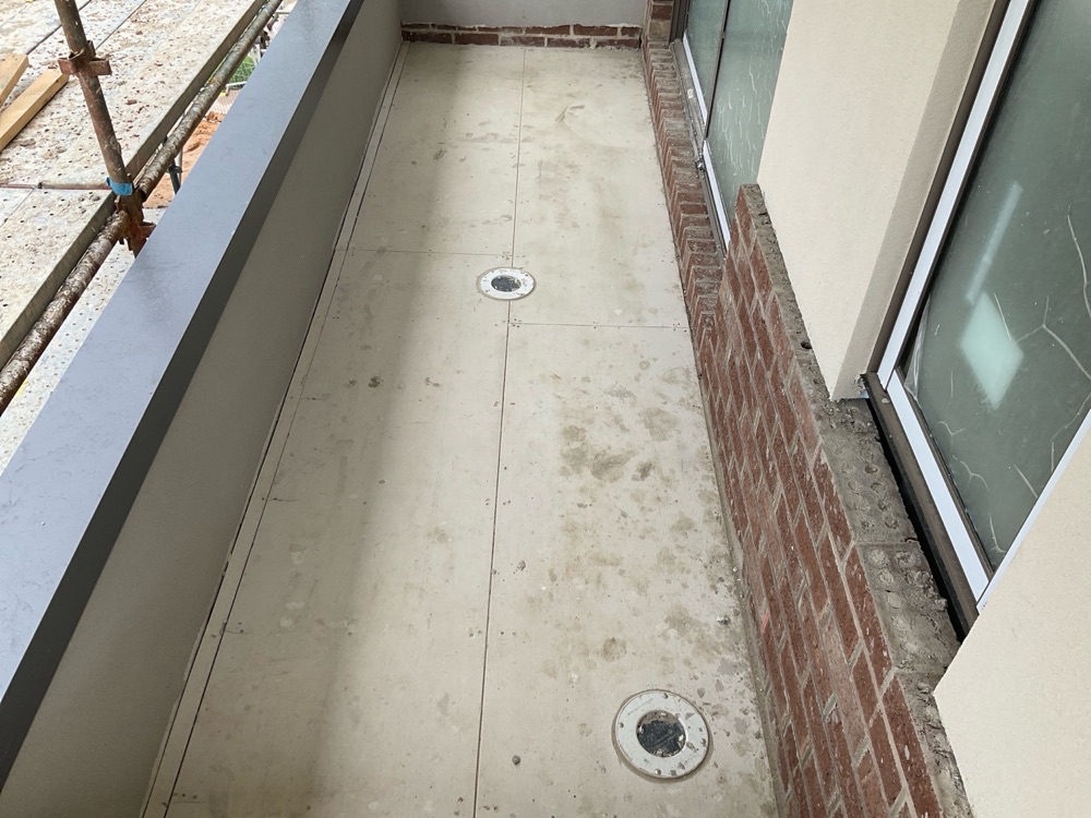 Balcony area with no membrane applied, Pakenham East