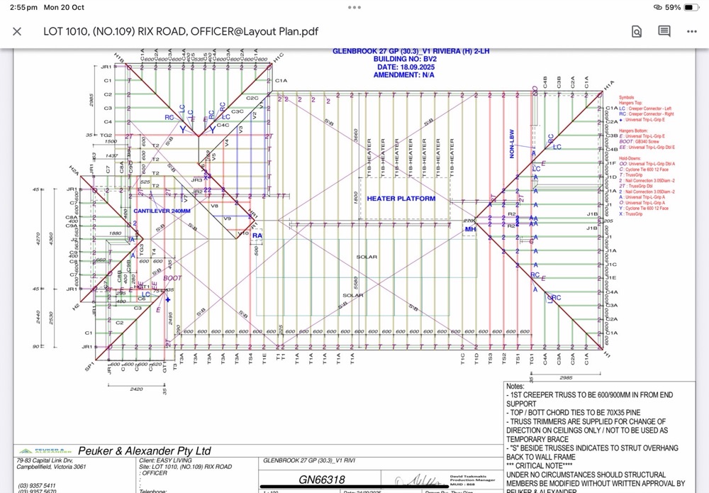 Roof bracing not installed, Pakenham East
