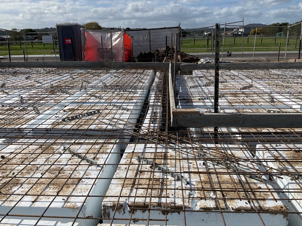 Formwork boards out of line before the pour, Pakenham East